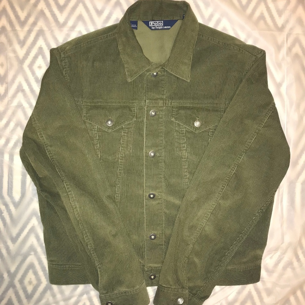 Smooth Olive Green Ralph Lauren Cord Jacket (L)